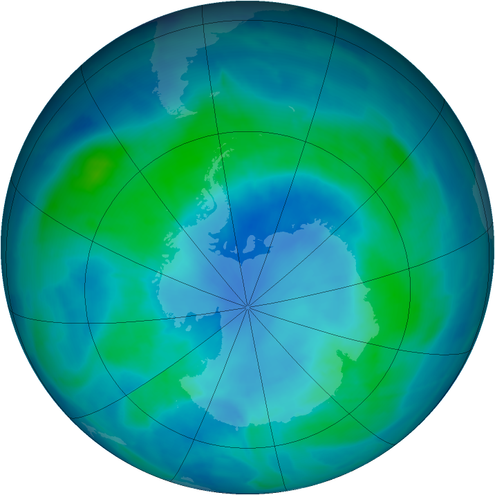 Antarctic ozone map for 26 February 2009